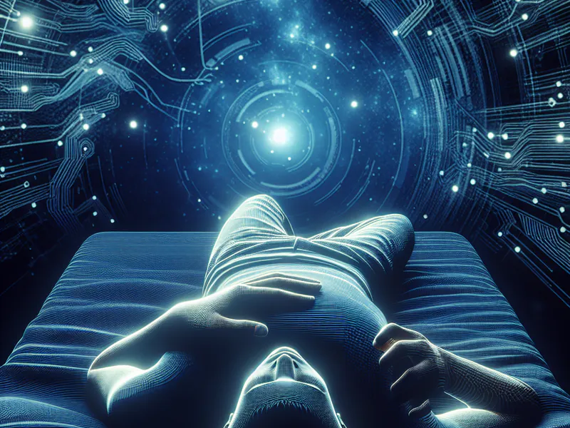 A person lying awake at night