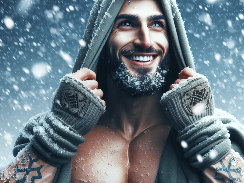 Moi en plein hiver, souriant sous la neige