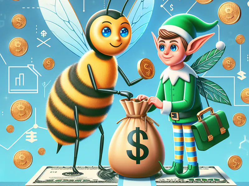 Illustration d'une abeille et d'un elfe de
                maison travaillant ensemble