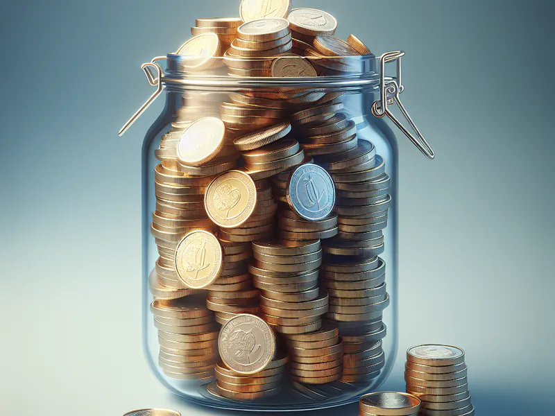 Illustration d'un pot de confiture rempli de pièces de monnaie