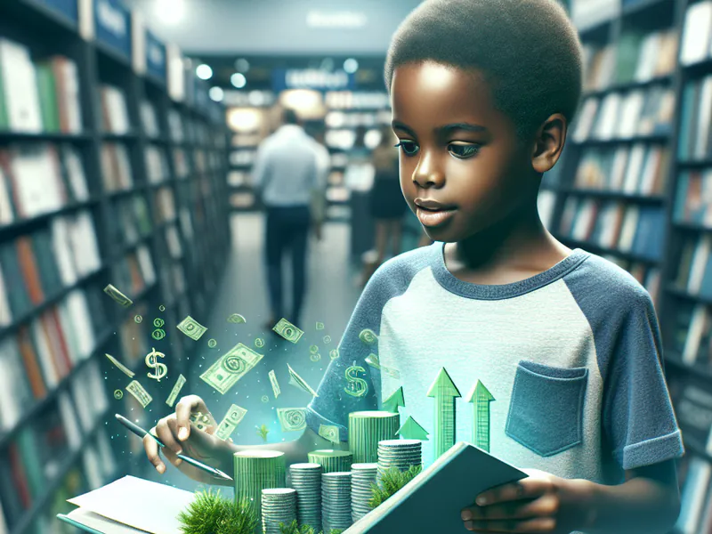 Young boy in a bookstore