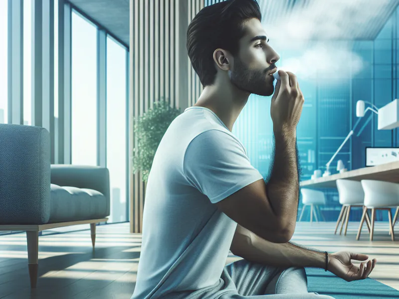 Person practicing deep breathing
