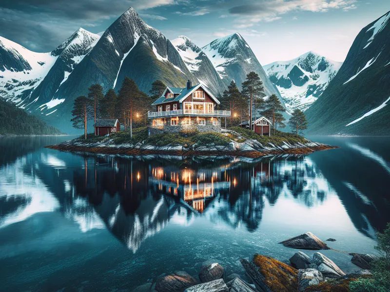 Un chalet dans les montagnes de Norvège