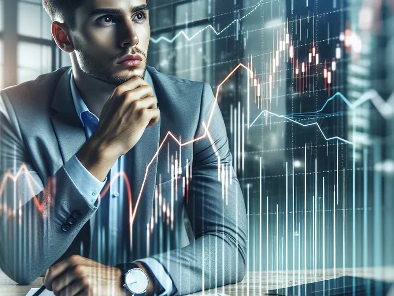 Un jeune homme regarde pensivement un graphique boursier
