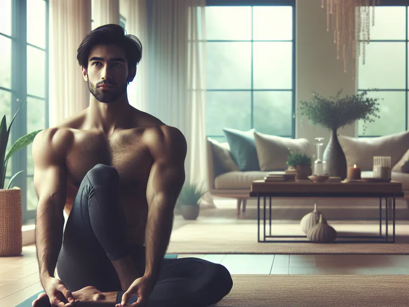 Alex doing yoga at home