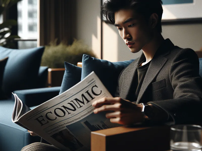 photo de jeune Alex lisant un magazine économique
