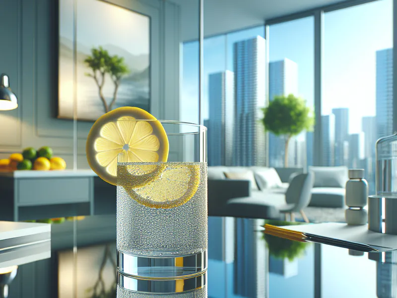 verre d'eau avec tranche de citron