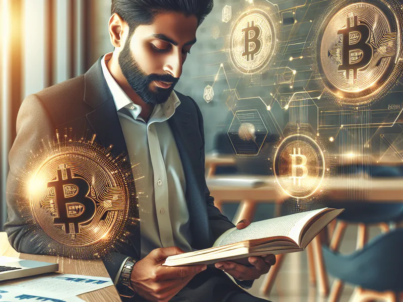 Un homme en train de lire sur Bitcoin