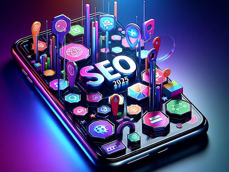 Smartphone with SEO icons