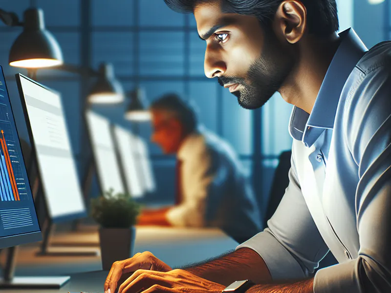 Un homme concentré sur son ordinateur
