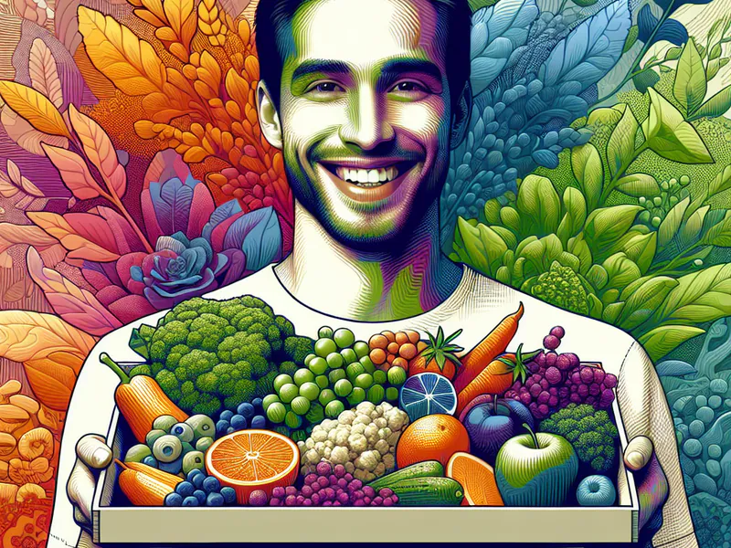 Une personne souriante avec un plateau de nourriture saine