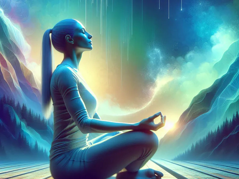An image showing a calm person doing a breathing exercise