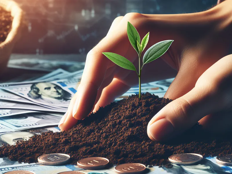 Two hands planting a seedling