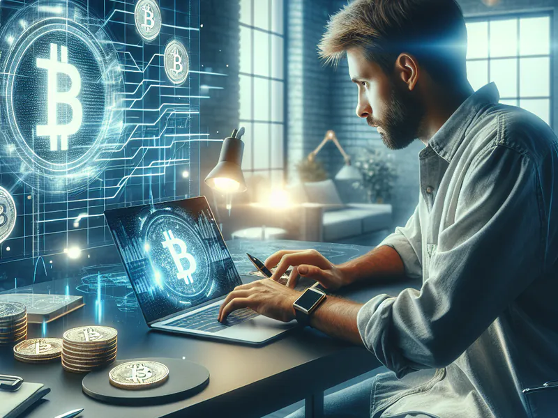 A person studying bitcoin