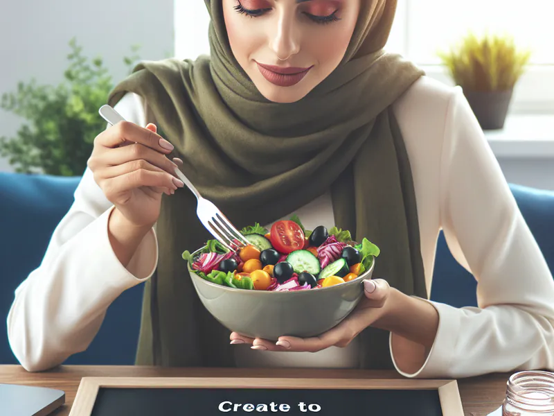 Une femme mange une salade colorée